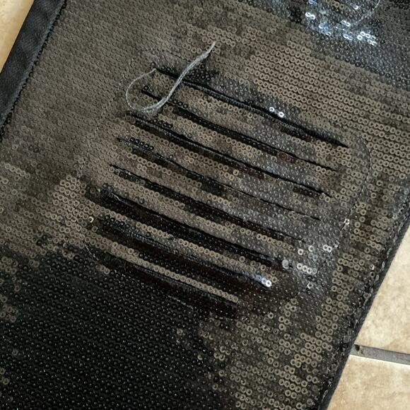 Express Straight Ankle High Rise Sequin Jeans Size 2R Black Distressed  NWT Y2K - Picture 3 of 10